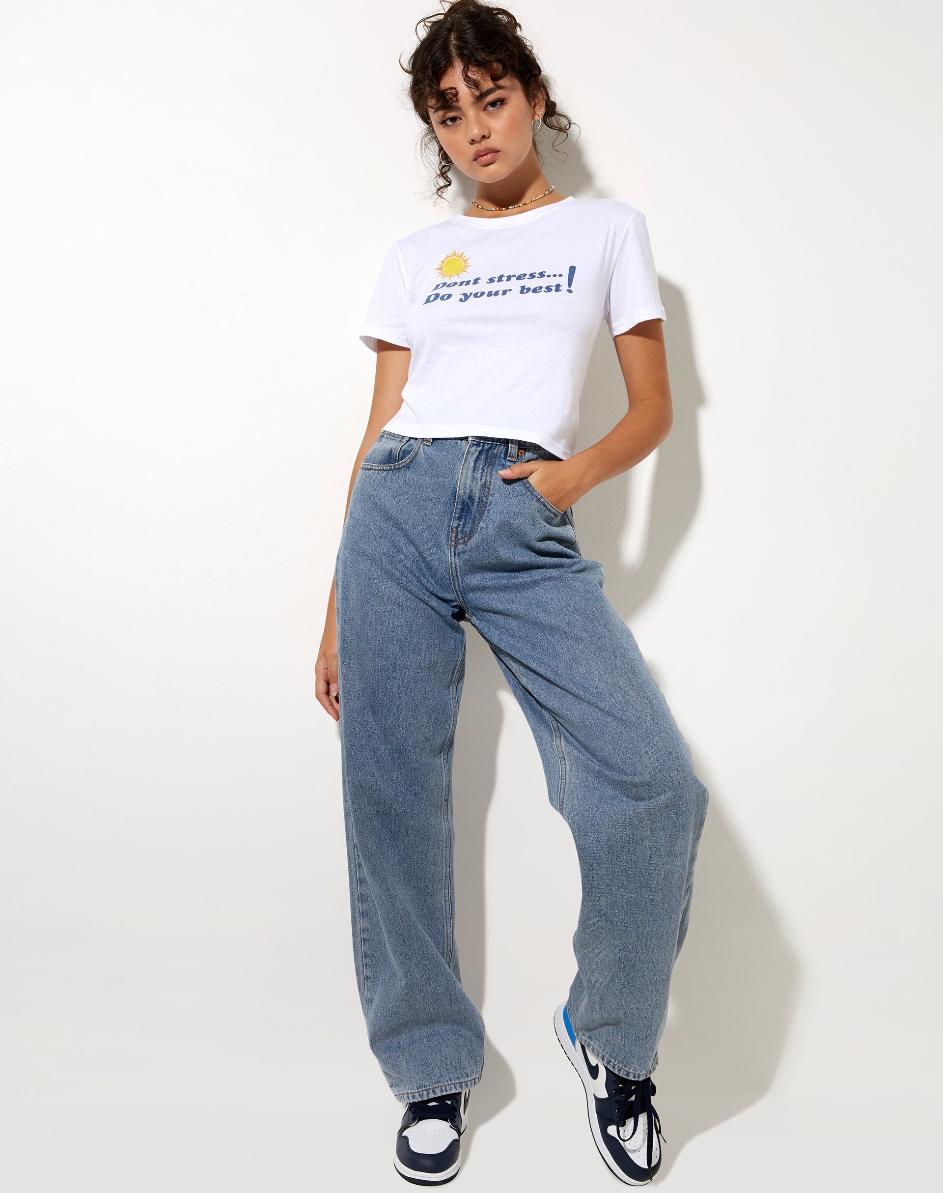 Image de Shrunk Tee in White Dont Stress Do Your Best