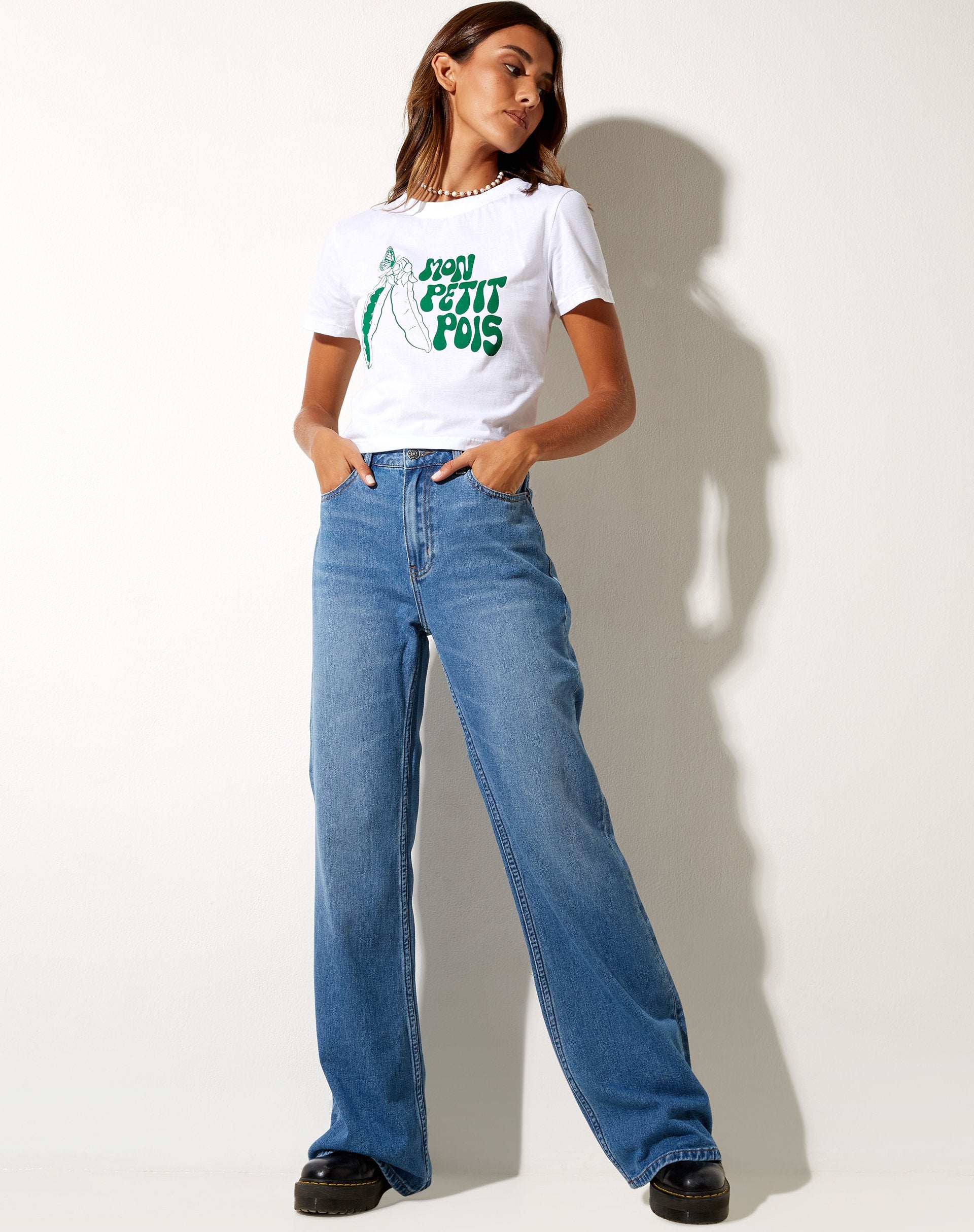 Image de Shrunk Tee in White Mon Petit Pois