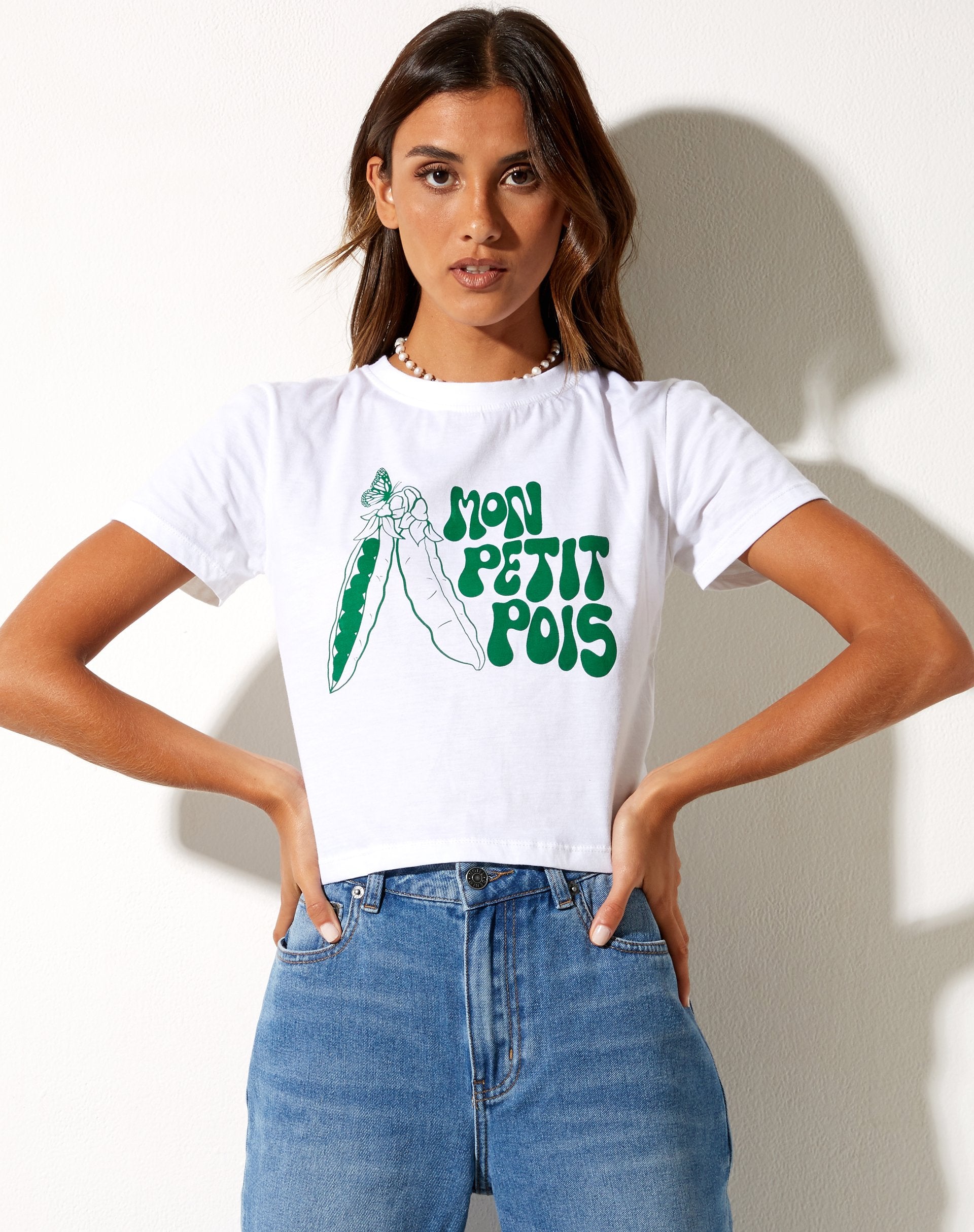Image de Shrunk Tee in White Mon Petit Pois
