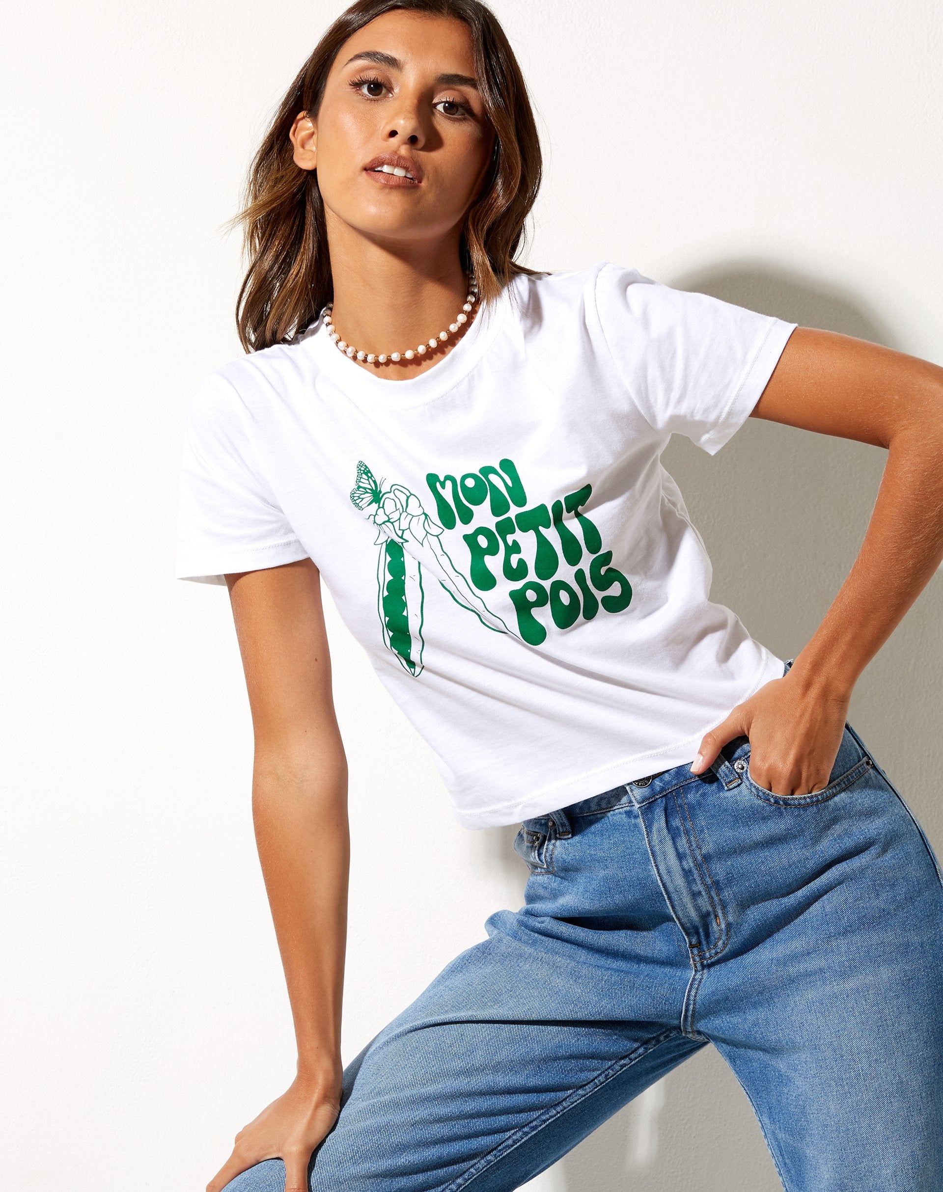Image de Shrunk Tee in White Mon Petit Pois