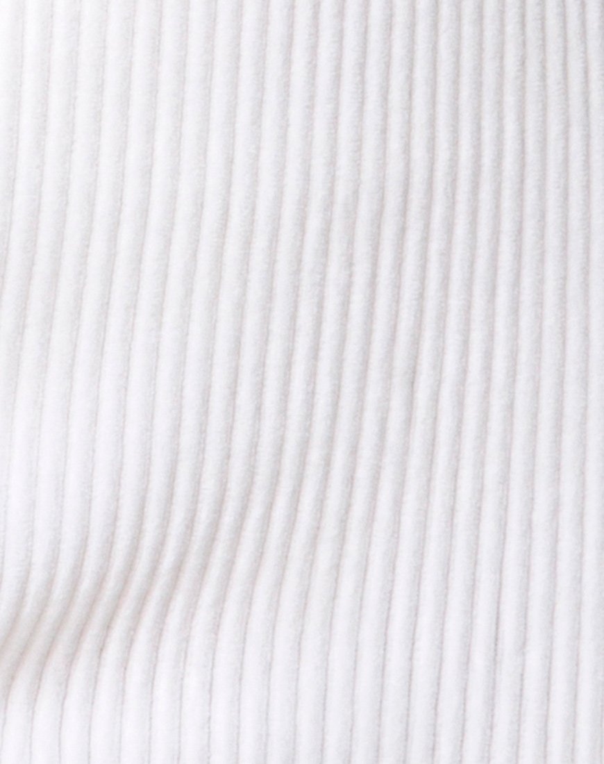 Image of Midi Cheri Split Skirt in Velvet Rib White