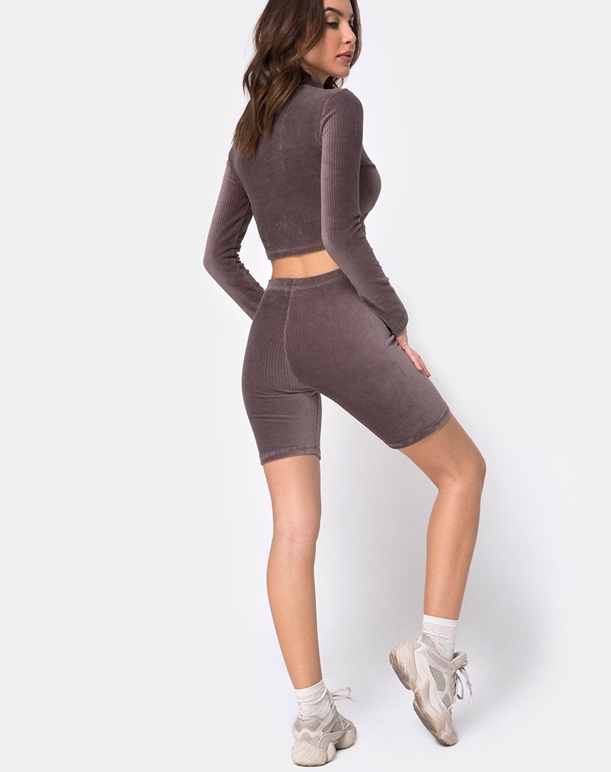 Image de Shureen Crop Top in Mocha Rib Velvet