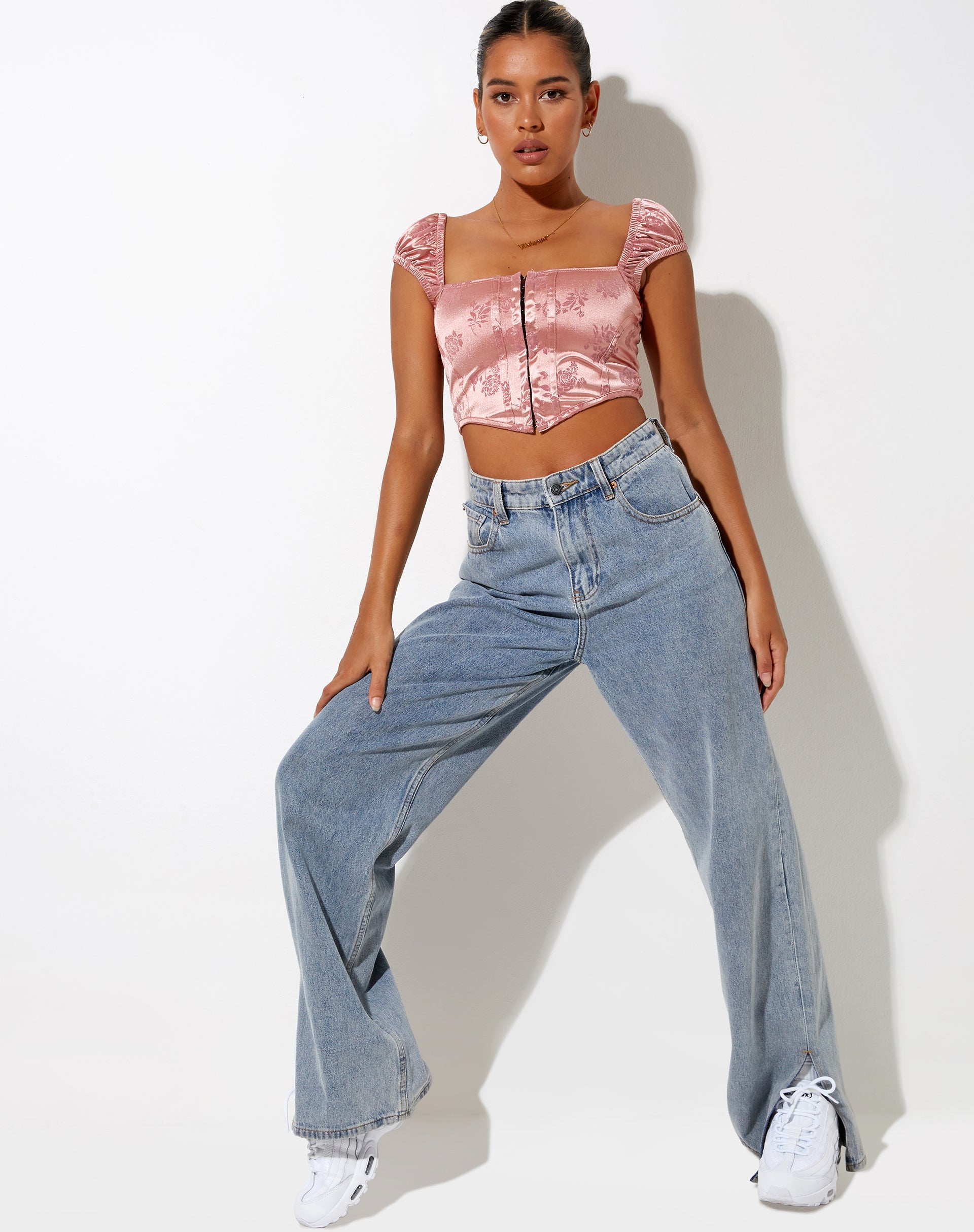 Image de Silicia Corset Top in Rose Flock Pale Pink