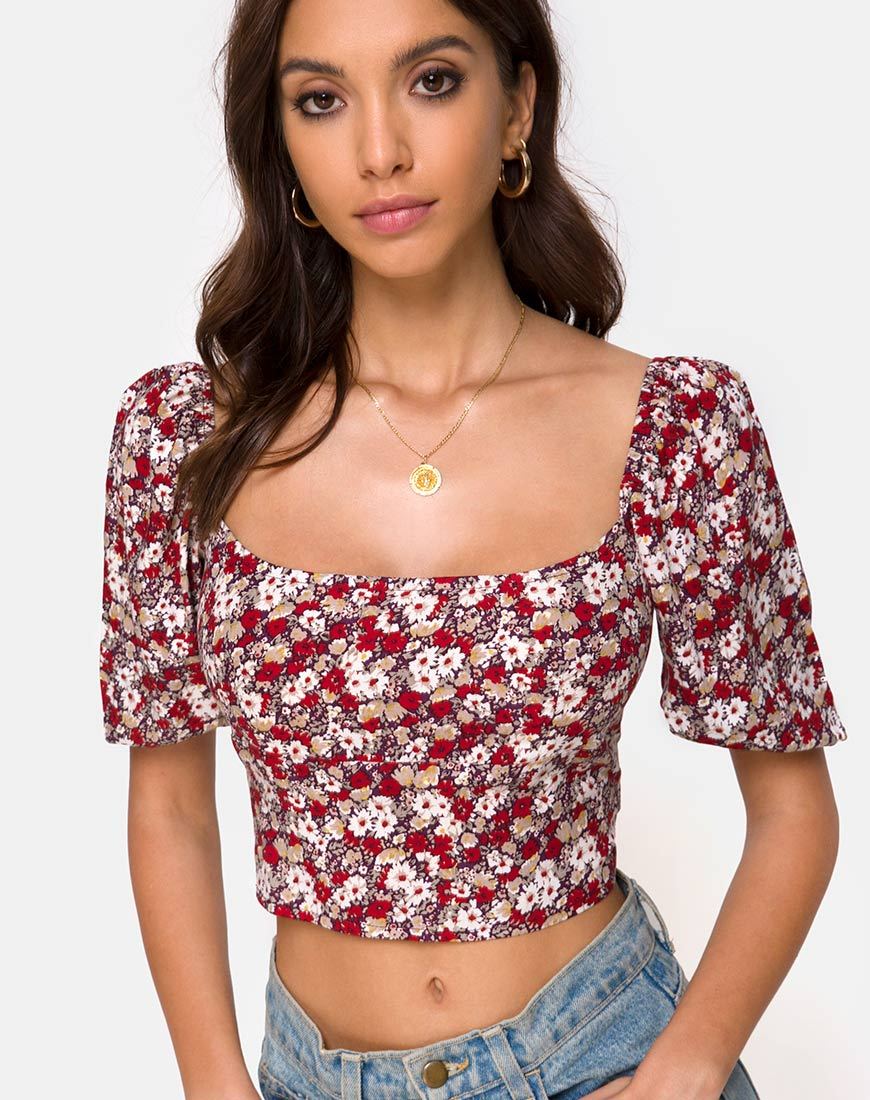 Image de Silvia Top in Floral Charm Red
