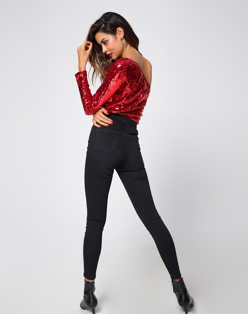 Image de Tia Top in Fishcale Sequin Ruby