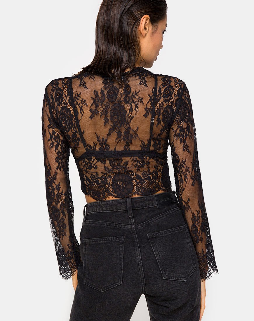 Image de Sinhor Crop Top in Lace Black