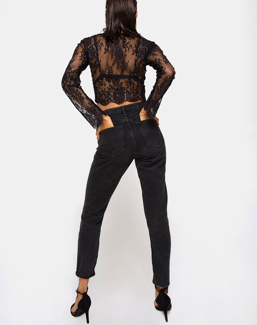 Image de Sinhor Crop Top in Lace Black