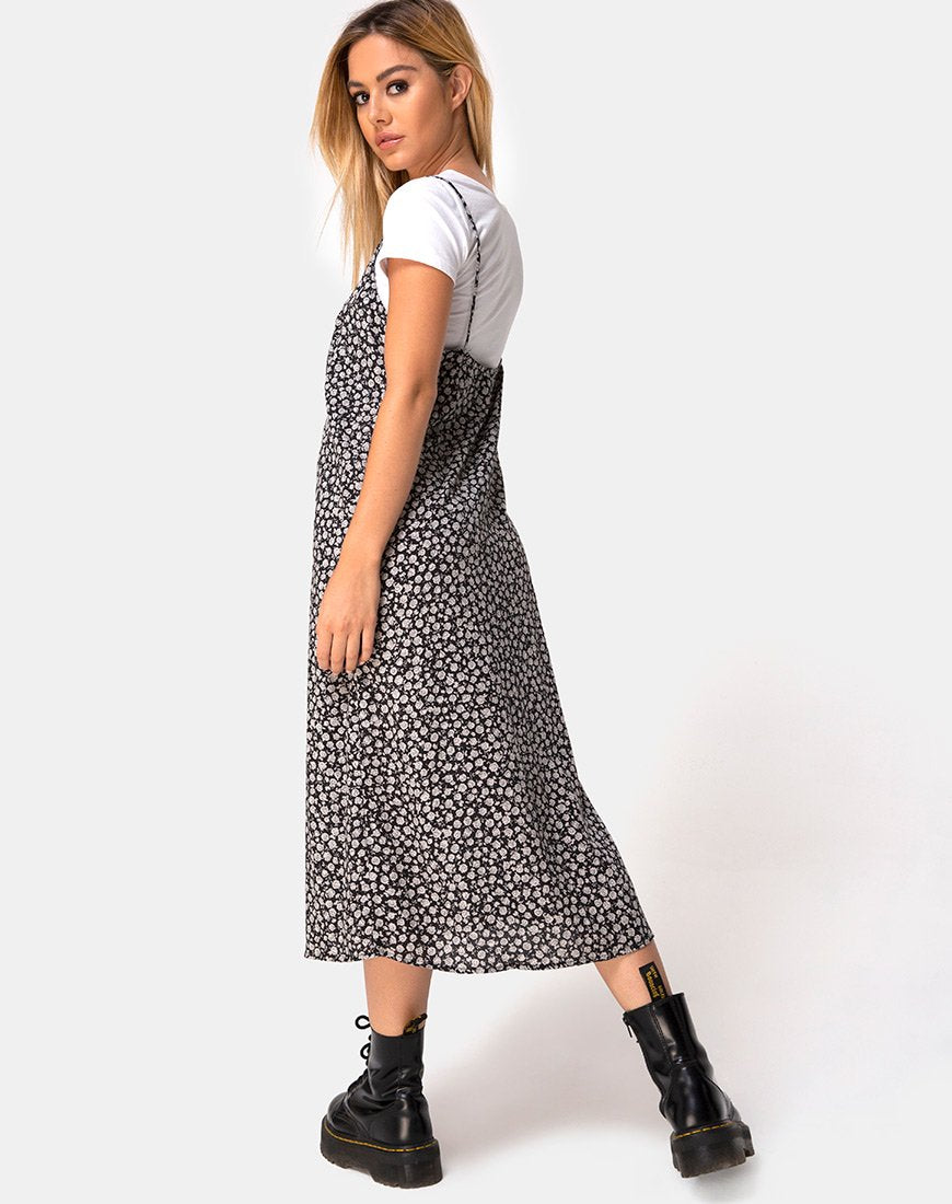 Image de Sini Slip Dress in Ditsy Rose Black