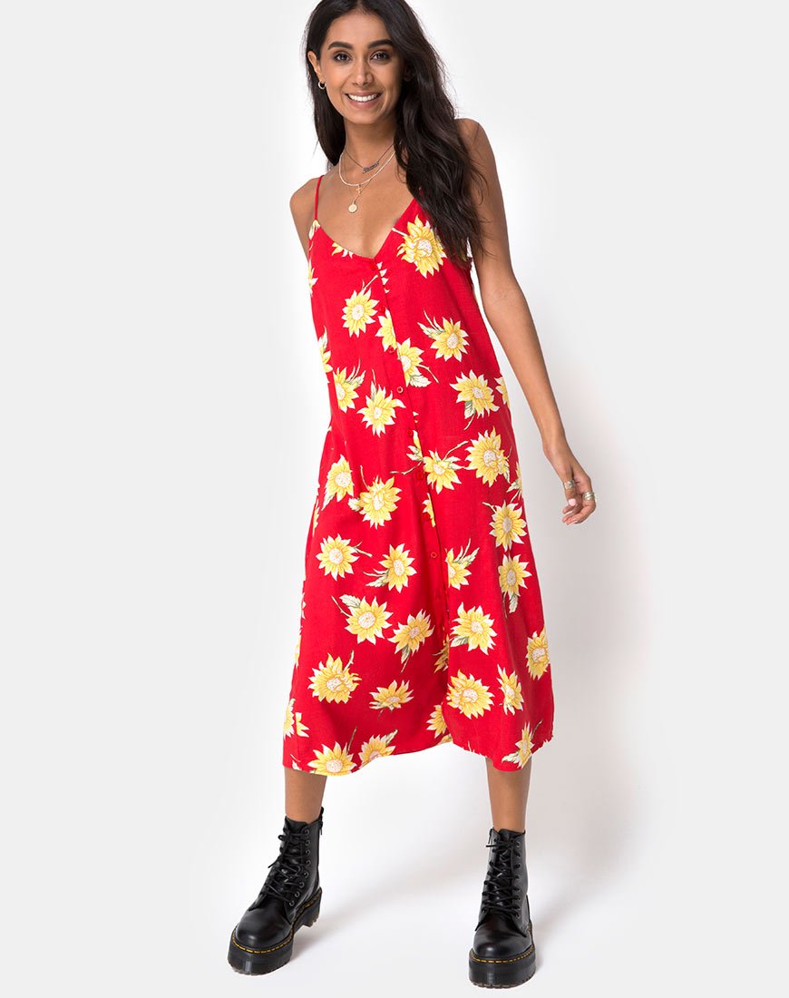 Image de Sini Slip Midi Dress in Sunny Days Red