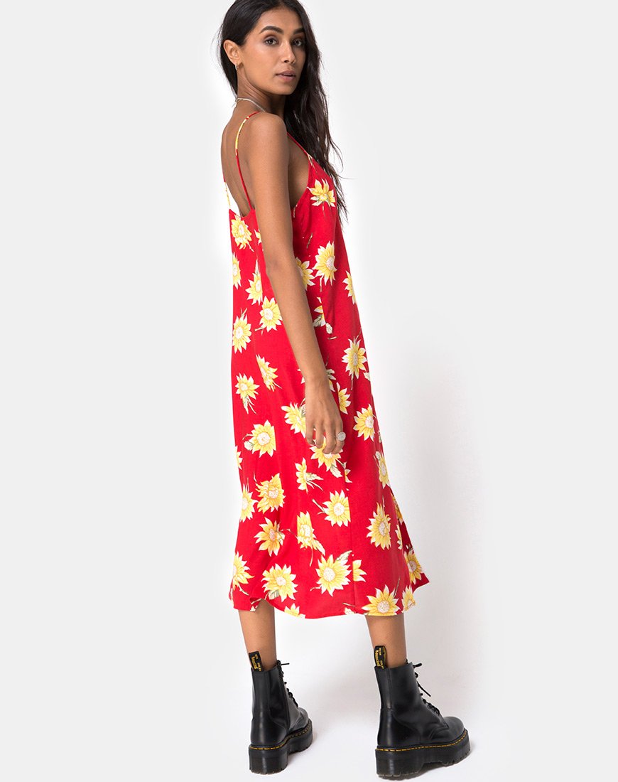 Image de Sini Slip Midi Dress in Sunny Days Red