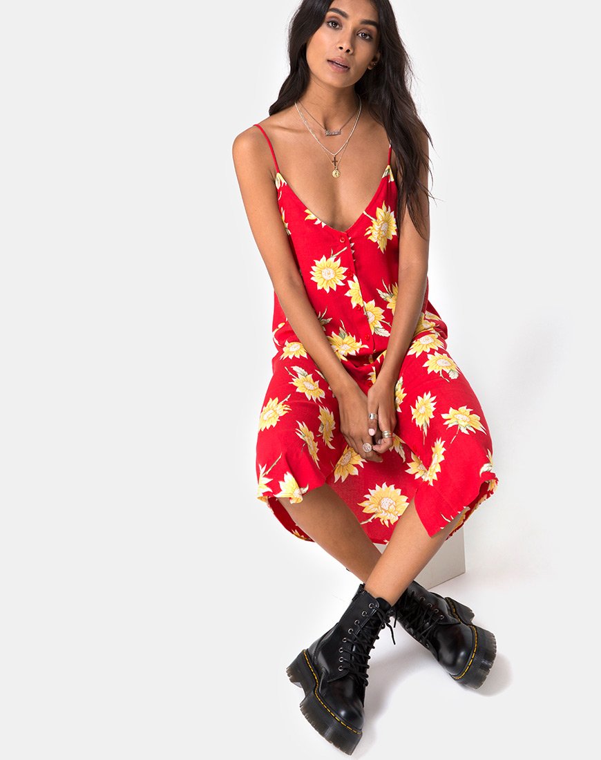 Image de Sini Slip Midi Dress in Sunny Days Red