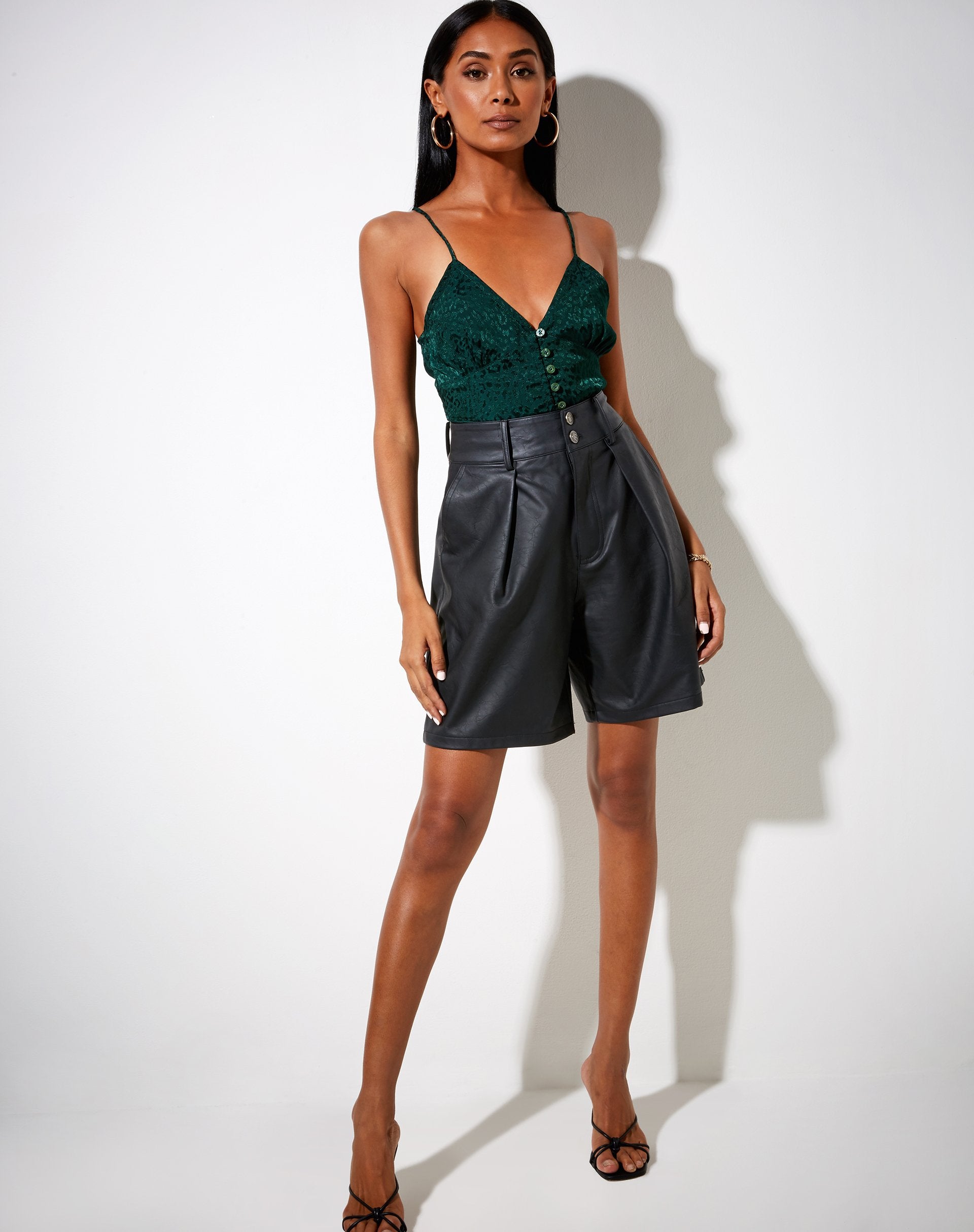 Image de Sipa Crop Top in Satin Cheetah Forest Green
