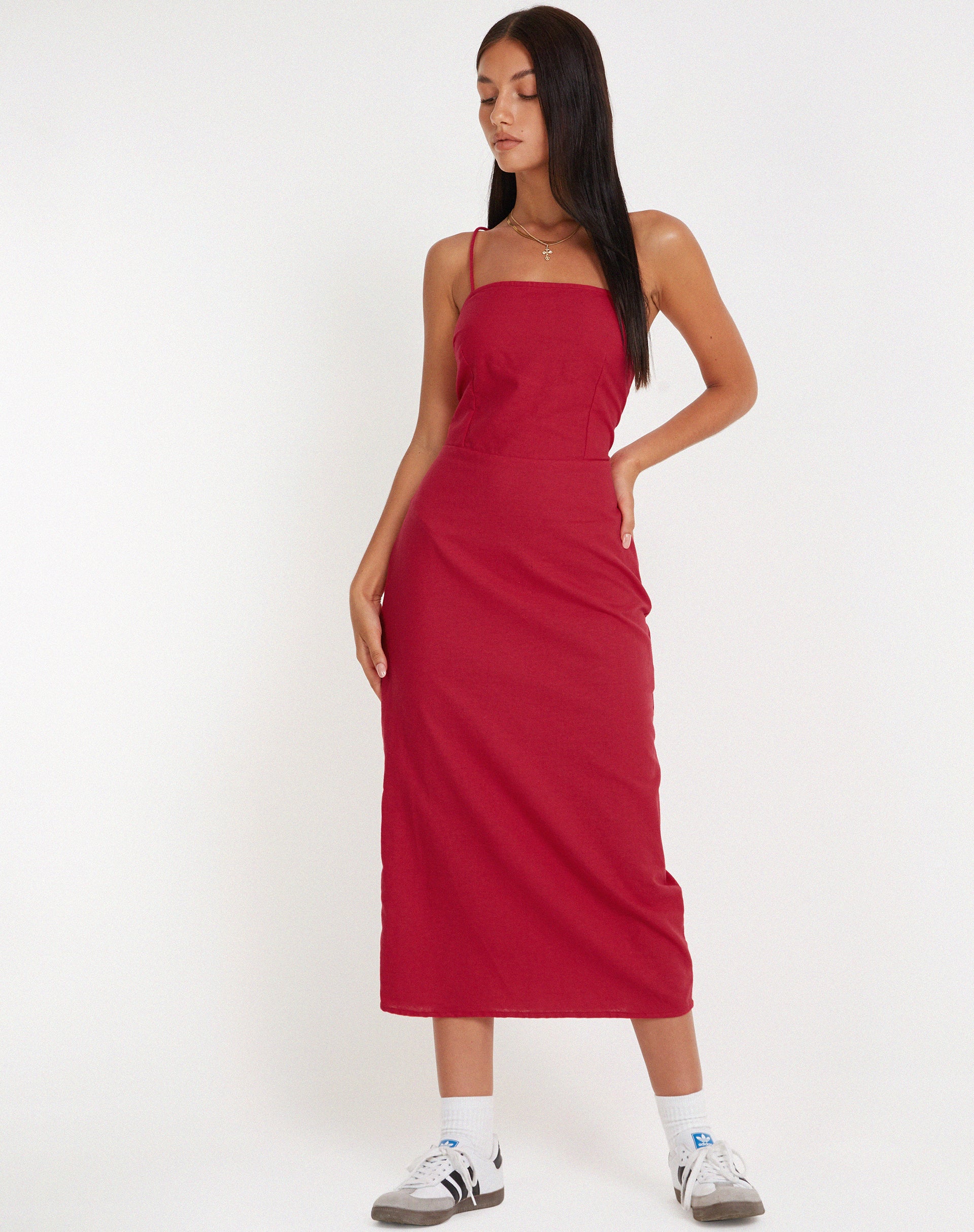 image de Sky Midi Dress in Tango Red