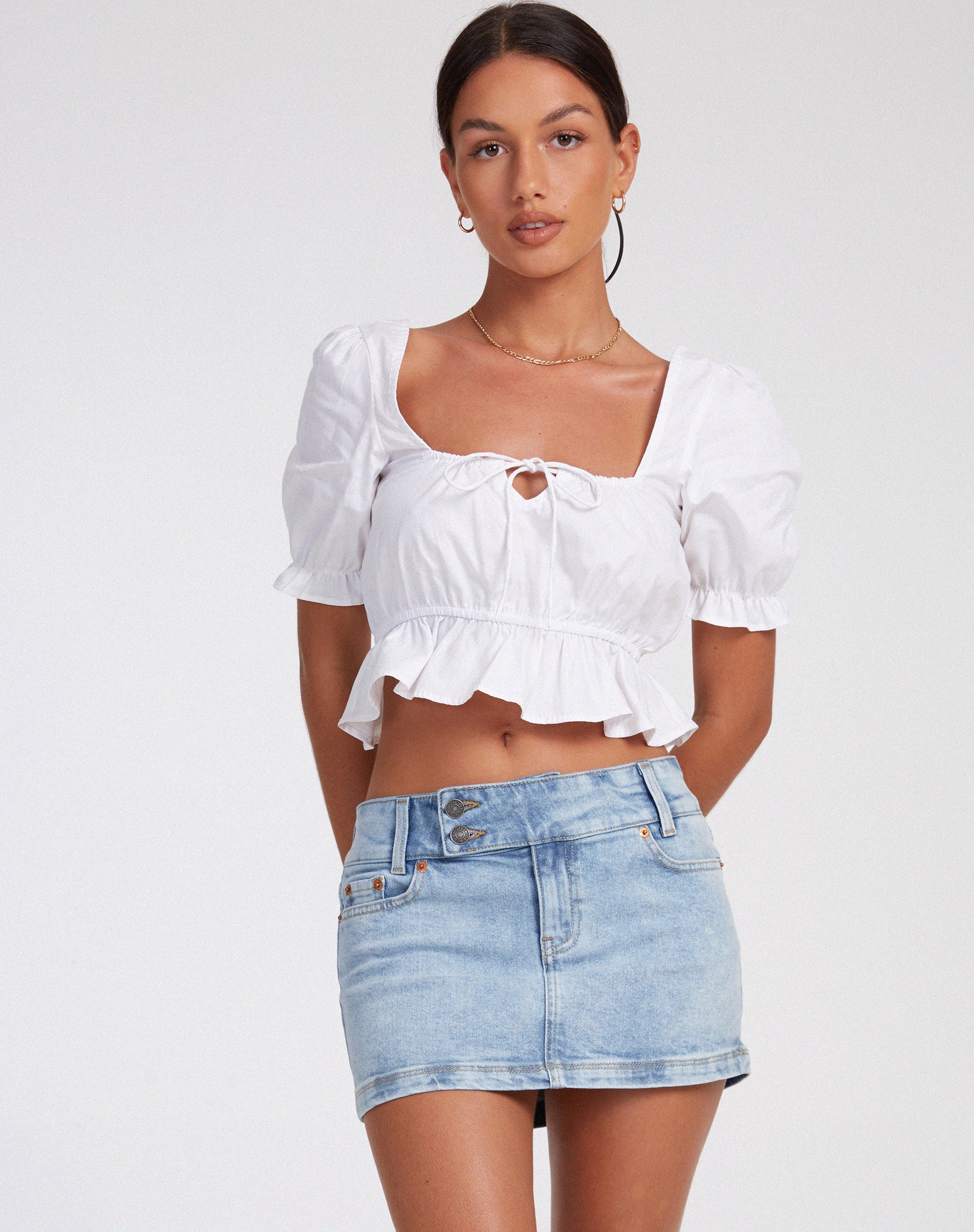image de Slate Crop Top in Poplin White