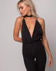Image de Sloan Bodice Plunge en satin noir
