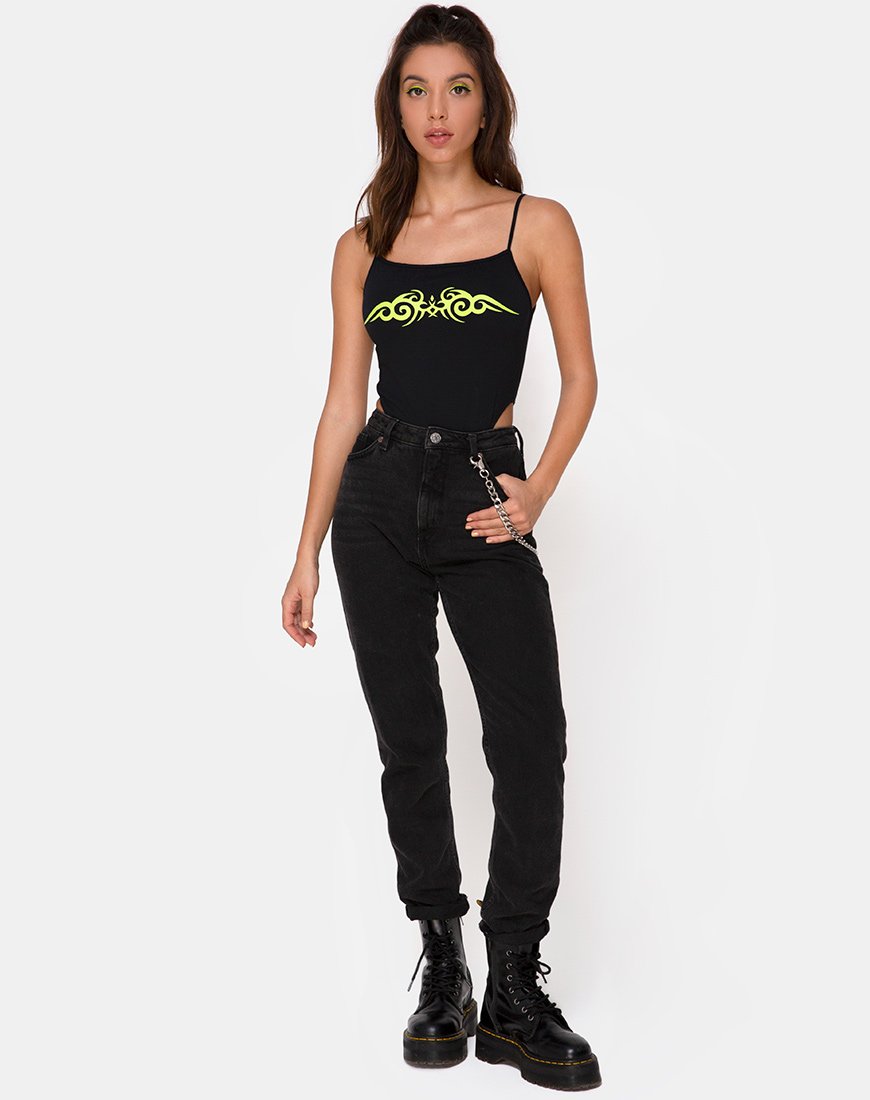 Image de Solemo Bodice in Black with Green Tribal