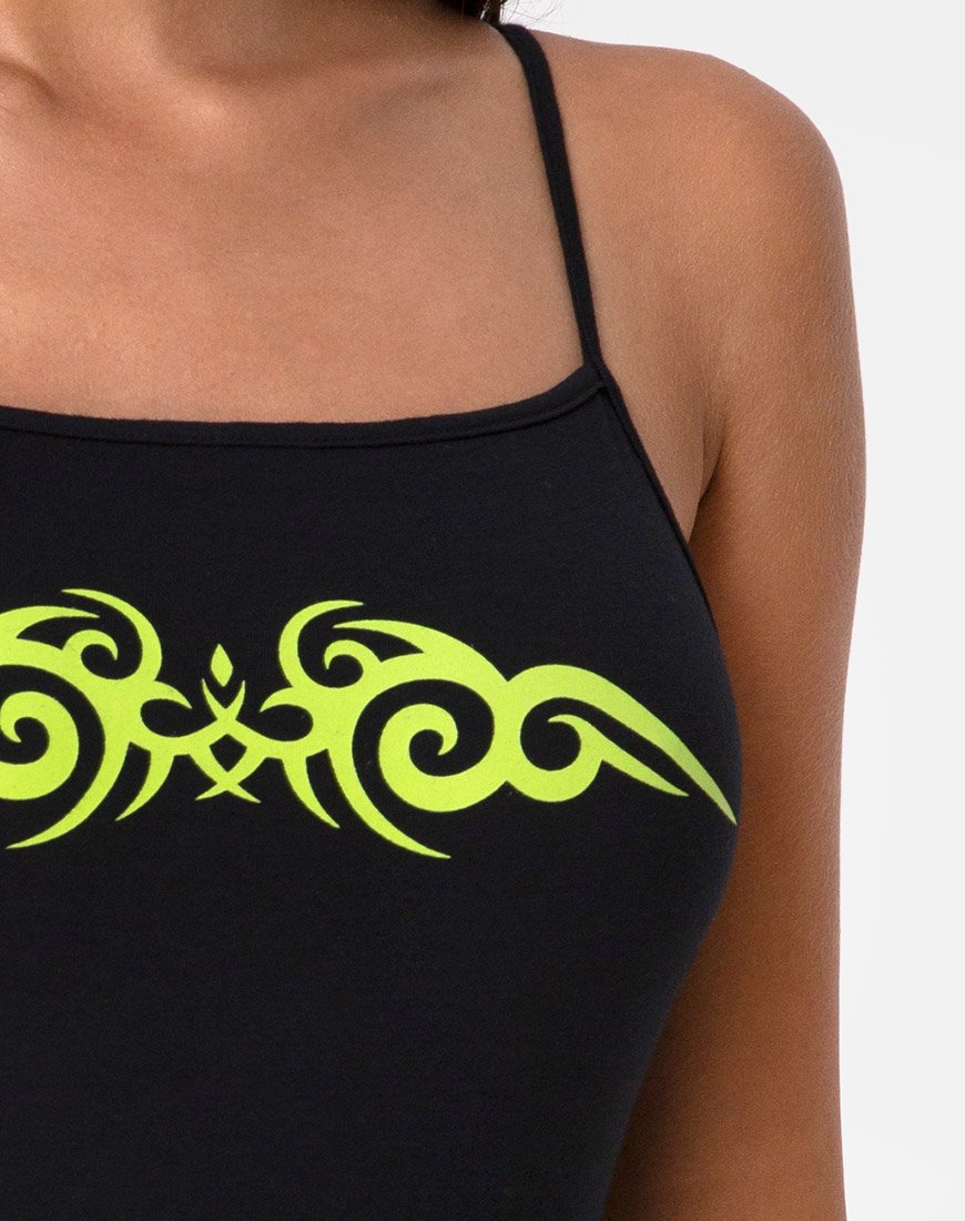 Image de Solemo Bodice in Black with Green Tribal