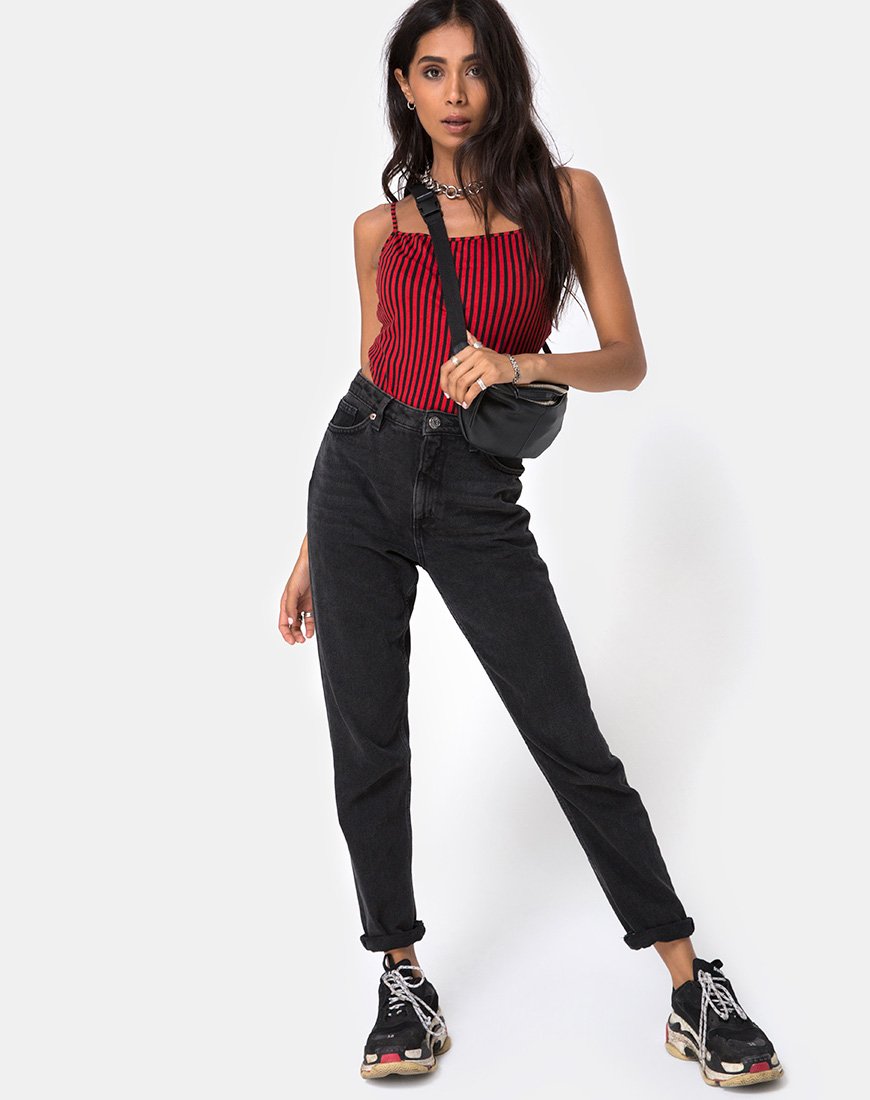 Image de Solemo Bodice in Mini Stripe Red and Black