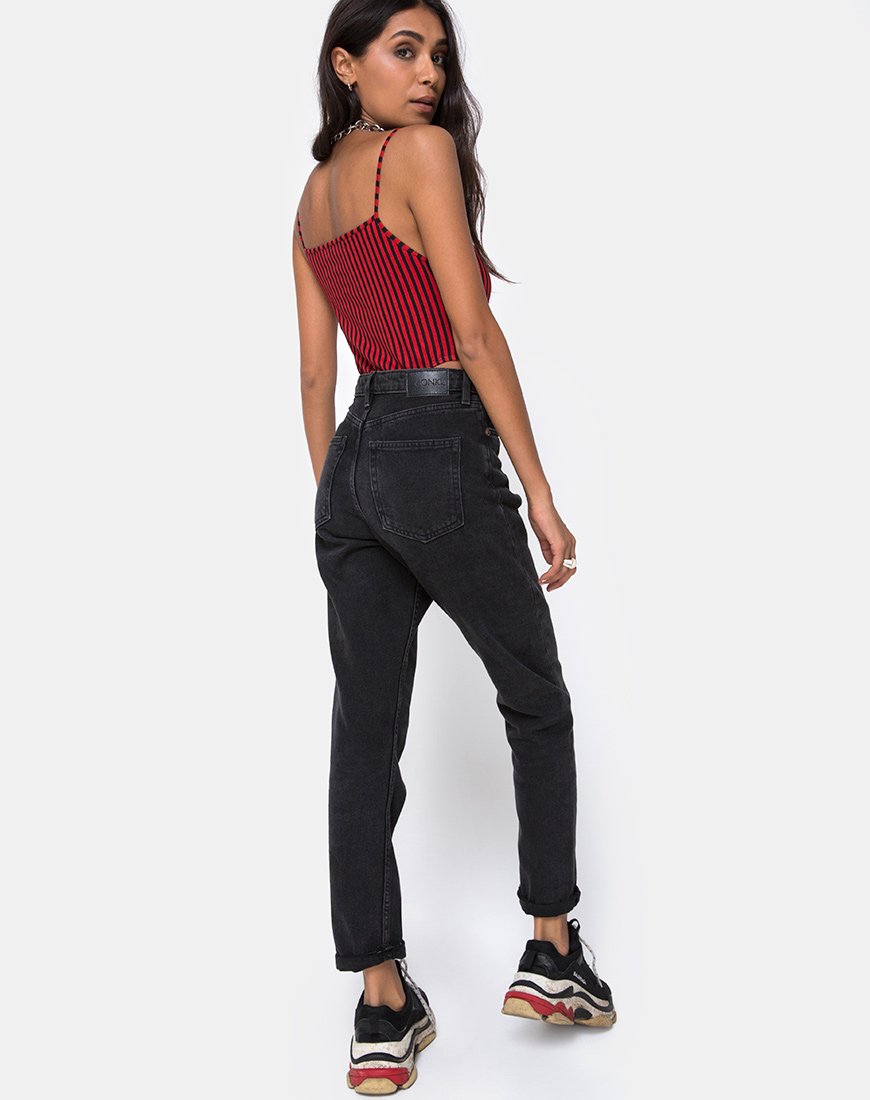 Image de Solemo Bodice in Mini Stripe Red and Black