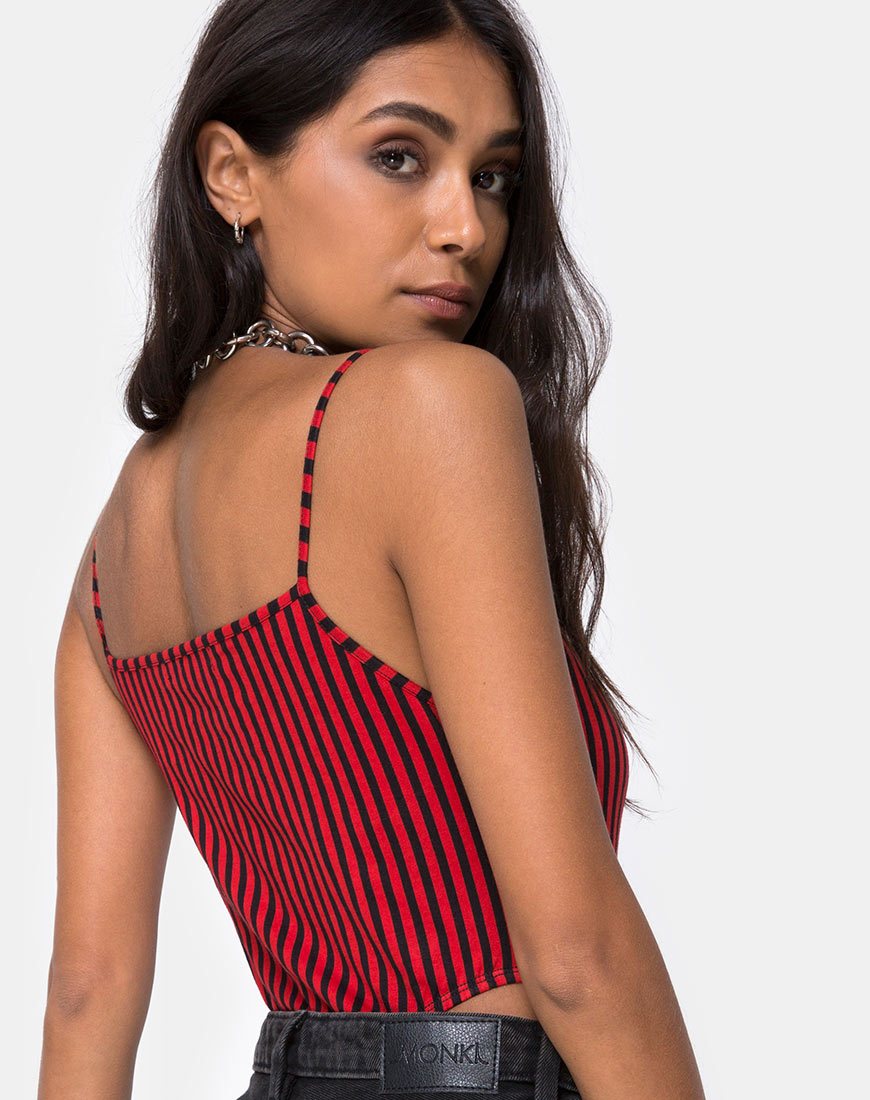 Bodice Solemo en Mini Stripe Rouge et Noir