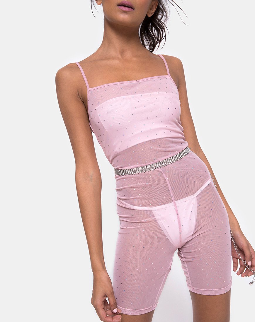 Image de Solina Unitard in Crystal Net Rose