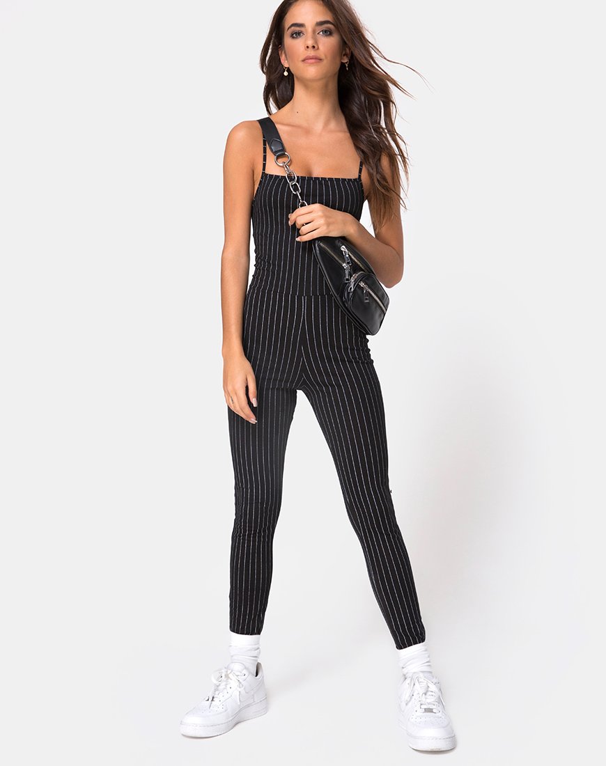 Image de Solita Unitard in Pinstripe Black