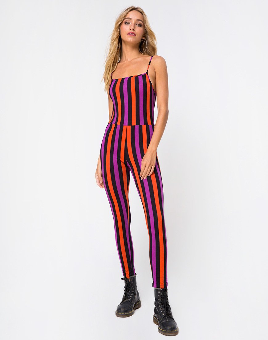 Image de Solita Unitard à rayures violettes et orange