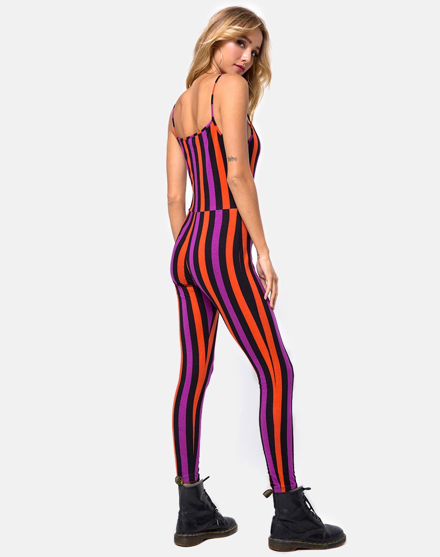 Image de Solita Unitard à rayures violettes et orange