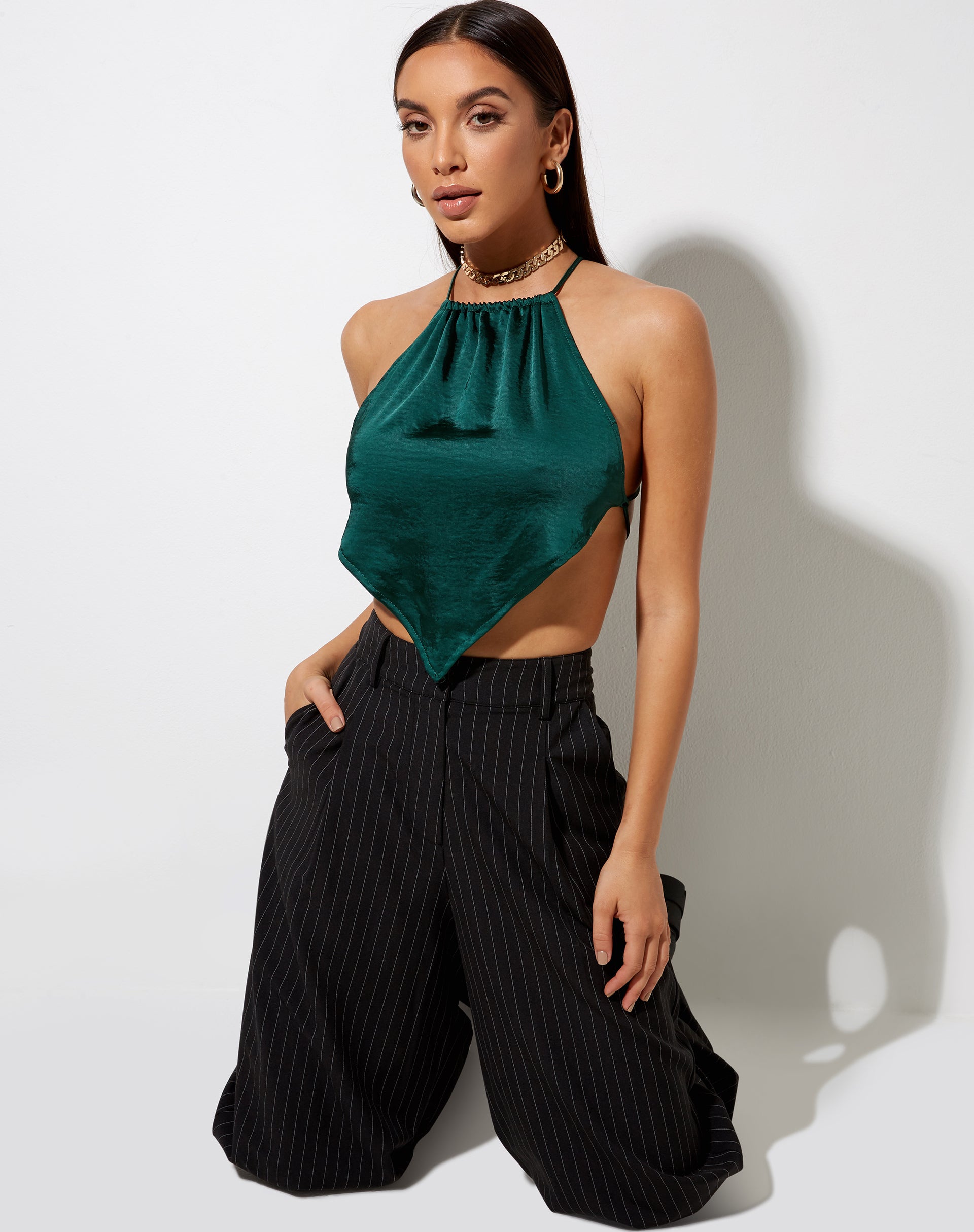 Image de Spence Top in Satin Forest Green