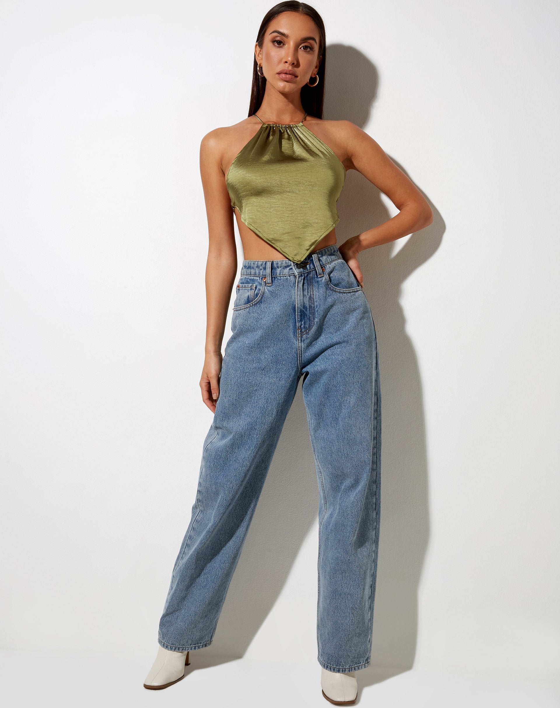 Image de Spence Top in Satin Olive Green