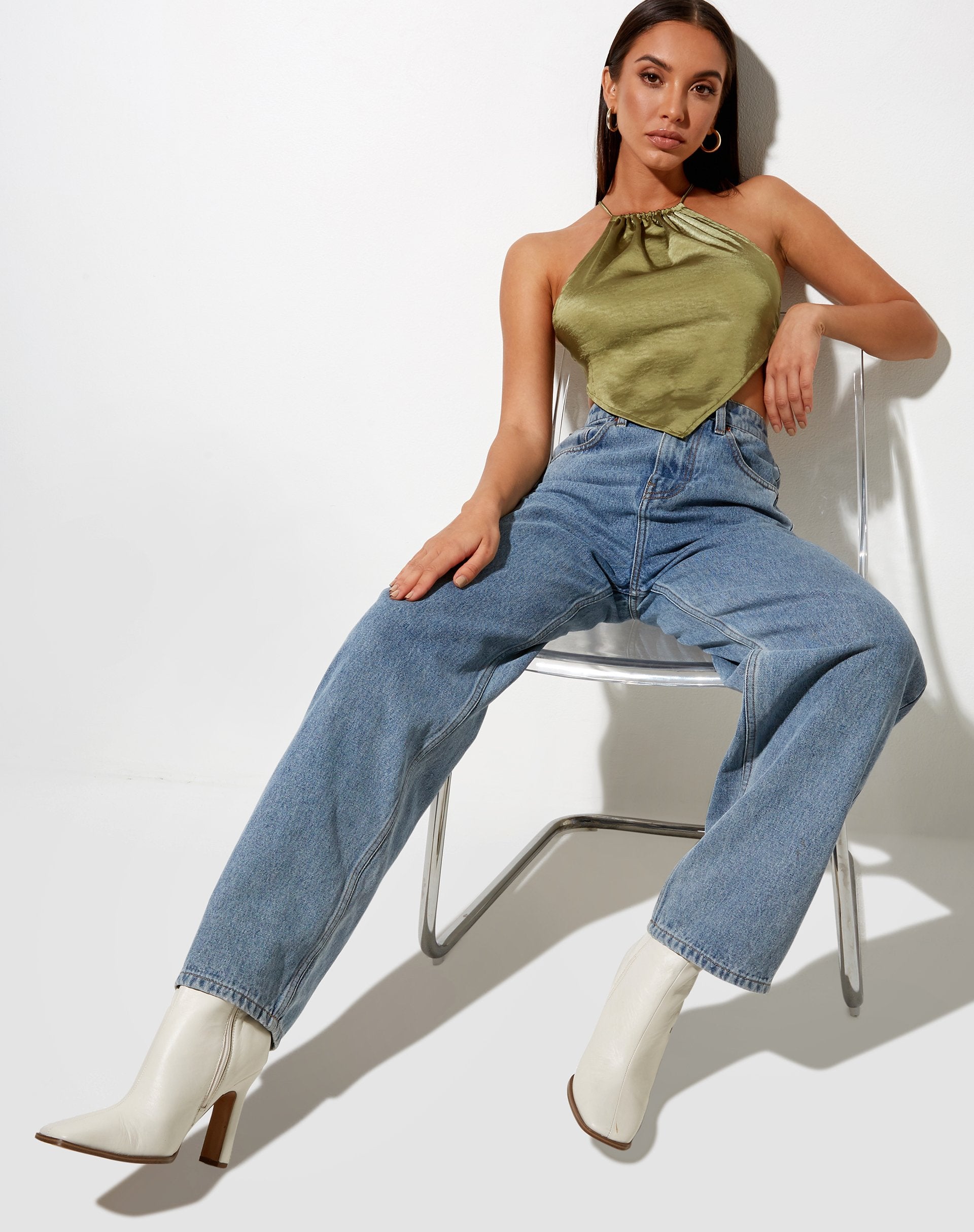 Image de Spence Top in Satin Olive Green