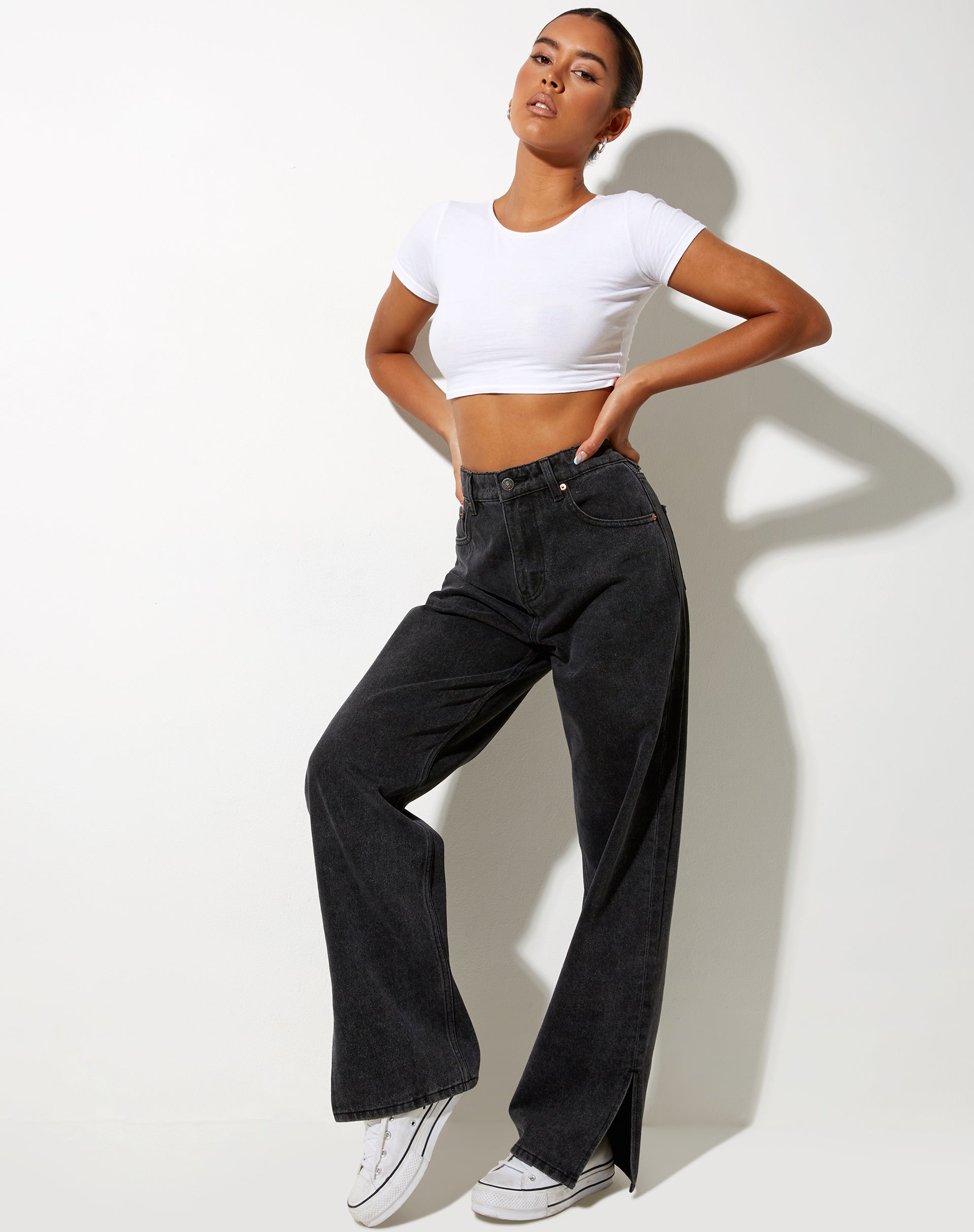 Image de la paire de jeans Split Parallel en noir délavé