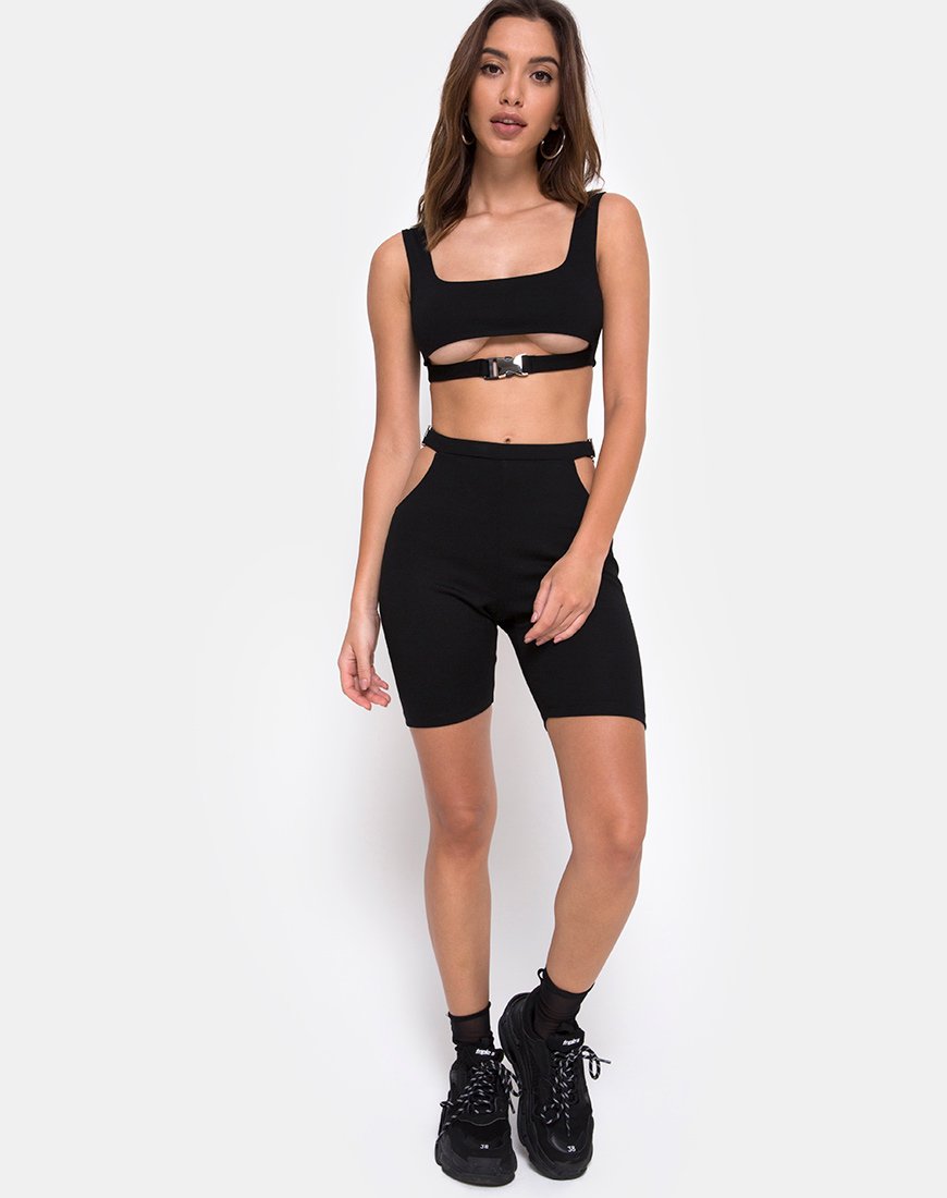Image de Sula Short de vélo en noir avec attaches argentées