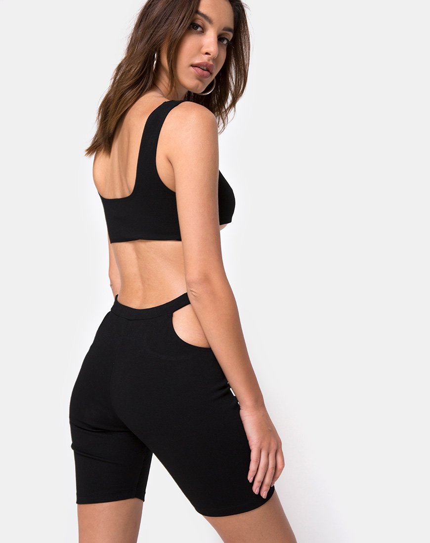 Short de vélo Sula noir avec attaches argentées