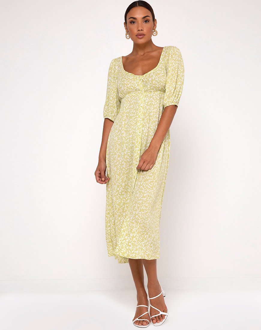 Image of Sula Midi Dress in Crinkle Botanic Mint Foam