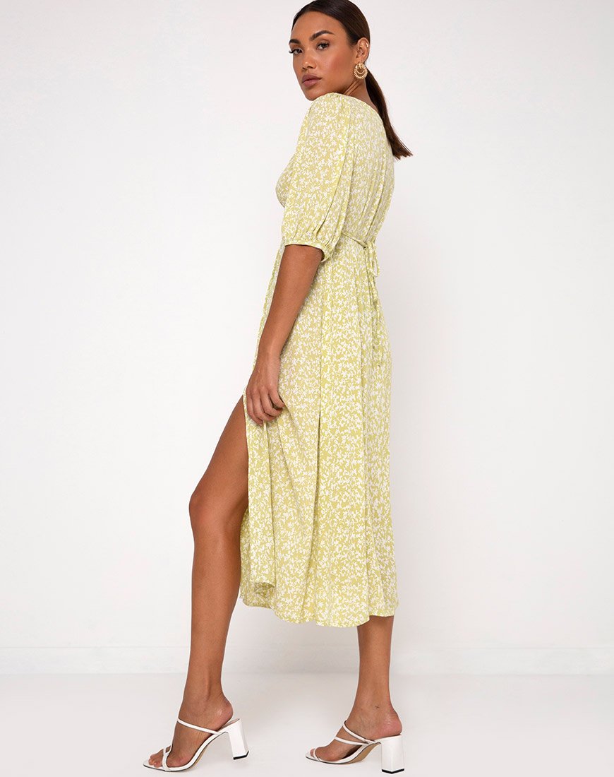 Image of Sula Midi Dress in Crinkle Botanic Mint Foam