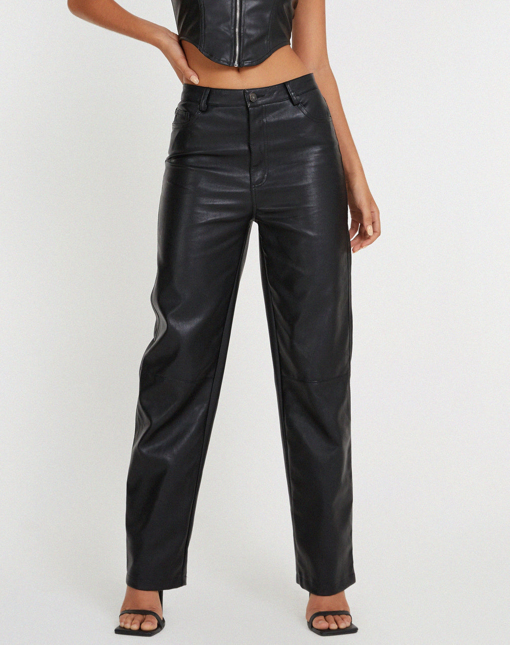 Pantalon à jambes larges Zova en Pu Black