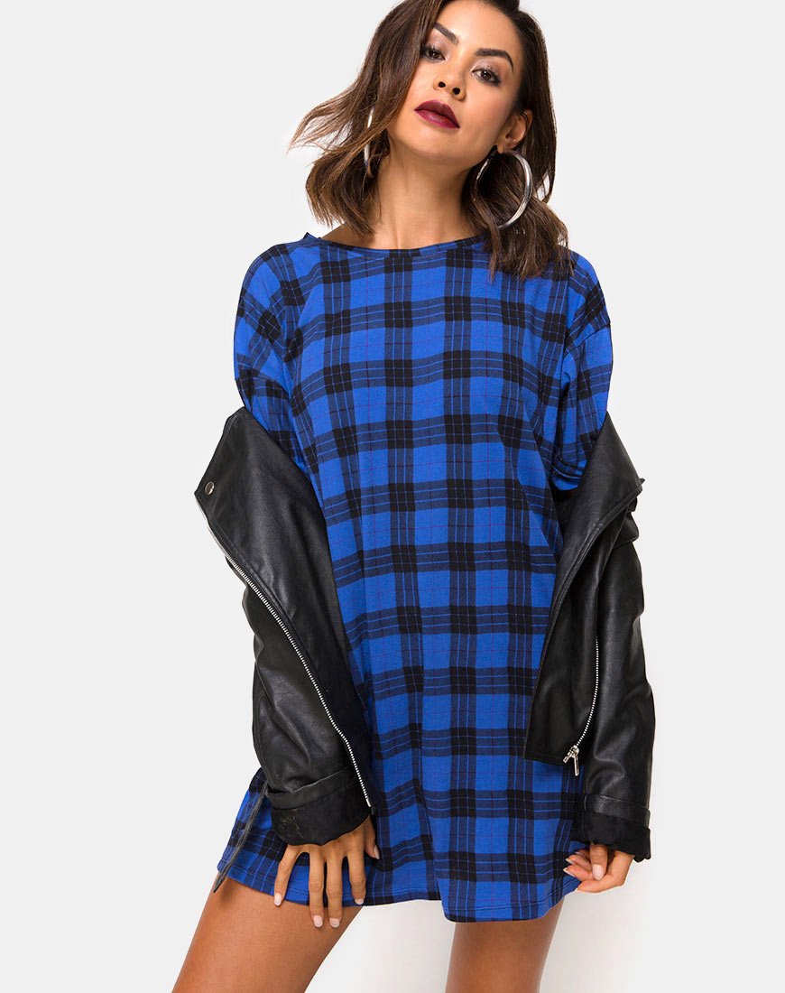 Sunny Kiss - Robe chemise en tartan bleu