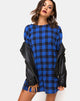 Image de Sunny Kiss T Shirt Dress in Tartan Blue