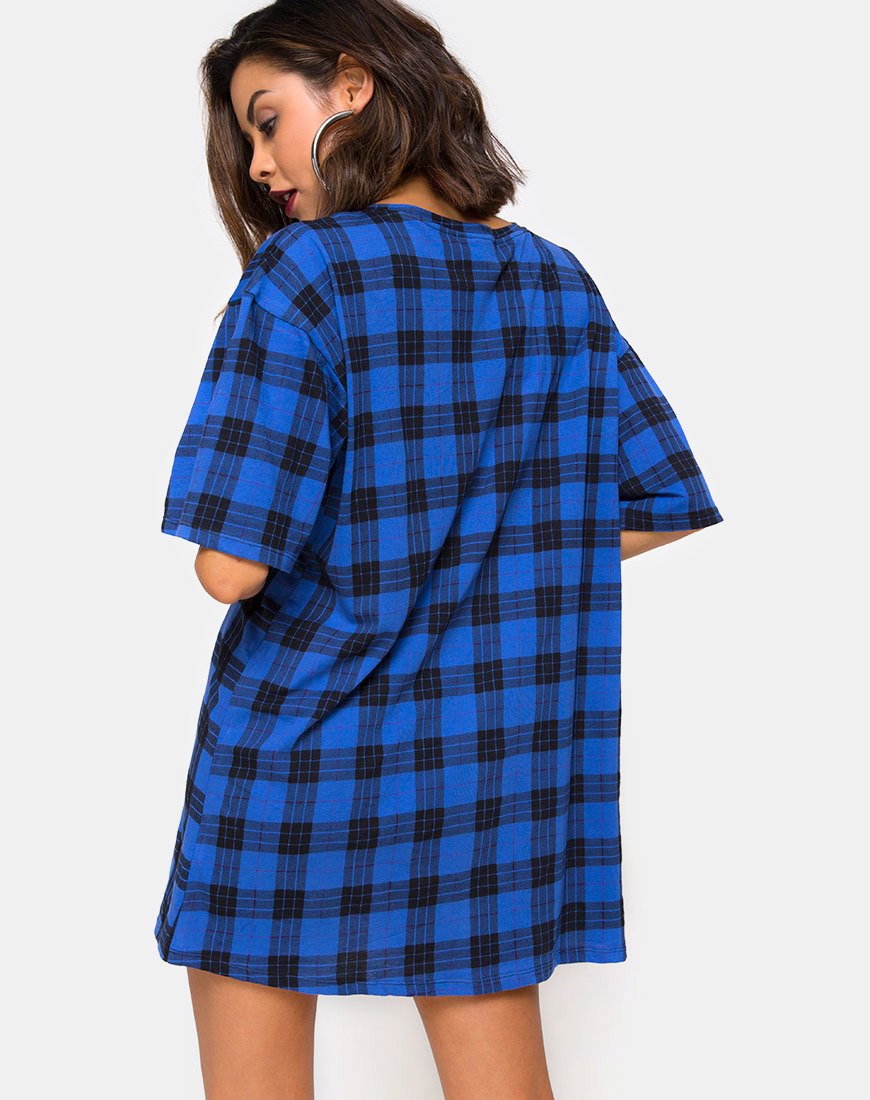 Sunny Kiss - Robe chemise en tartan bleu