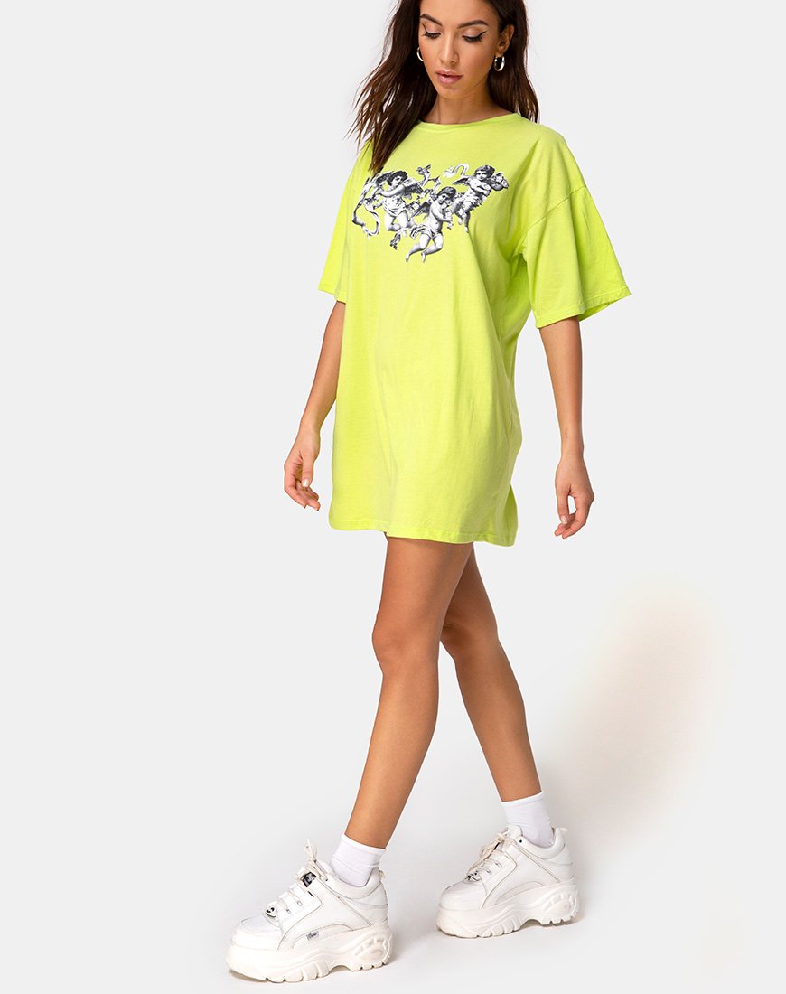 Image de Sunny Kiss Tee in Lime with Cherub