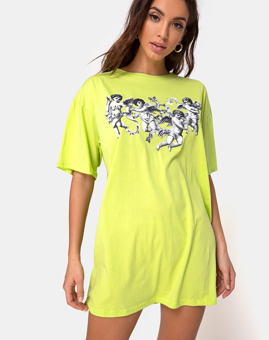T-shirt Sunny Kiss en citron vert avec chérubin