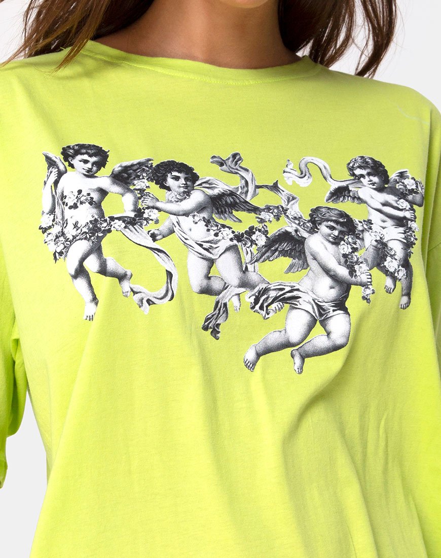 Image de Sunny Kiss Tee in Lime with Cherub