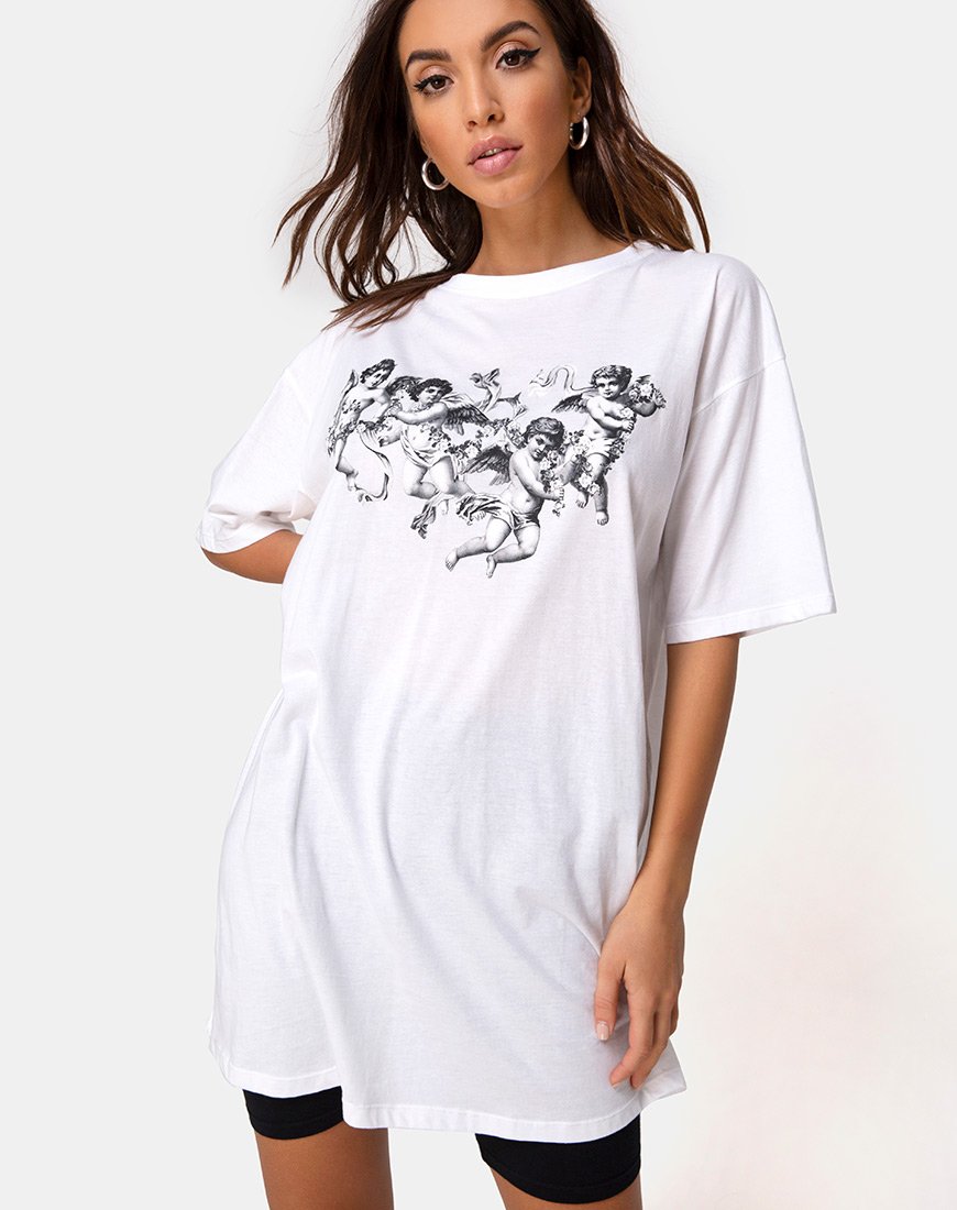Image de Sunny Kiss Tee en blanc avec chérubin