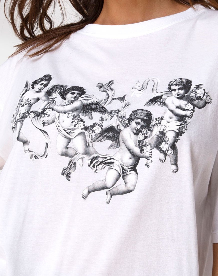Image de Sunny Kiss Tee en blanc avec chérubin