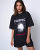 Image de Sunny Kiss Oversize Tee en noir Cosmic Conspiracy