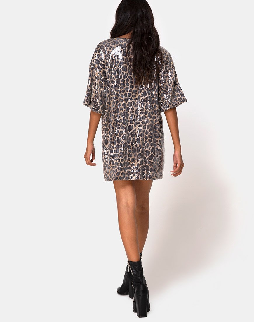 Image de Sunny Kiss Oversize Tee en léopard avec paillettes transparentes
