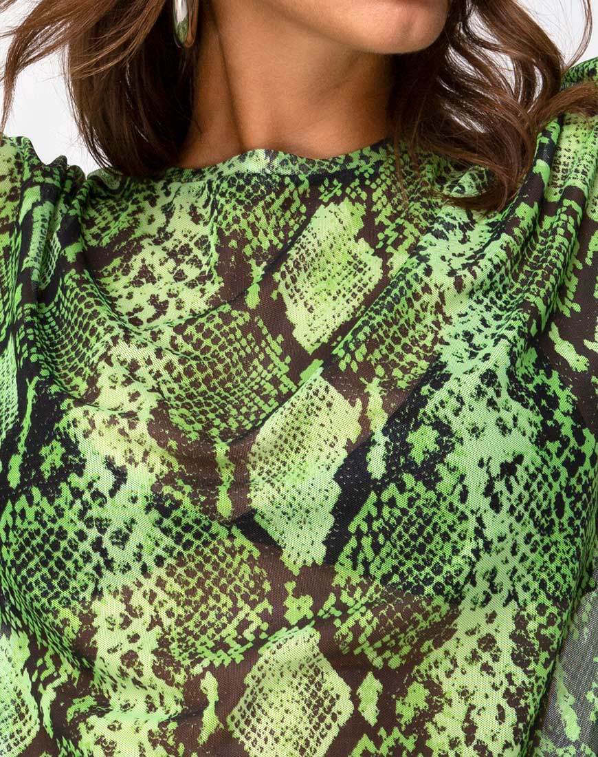 Image de Sunny Kiss Oversize Tee in Slime Lime Snake Mesh