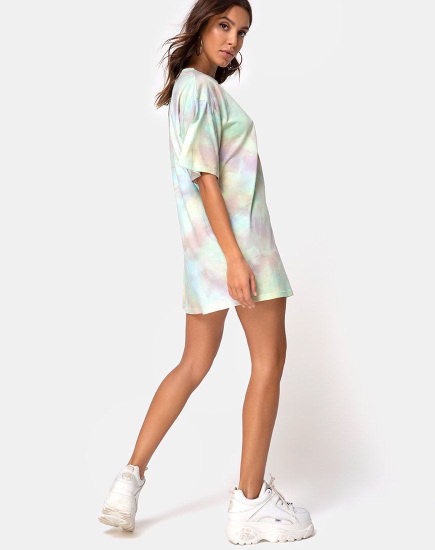 Image of Sunny Kiss Tee Dress in Pastel Tie Dye