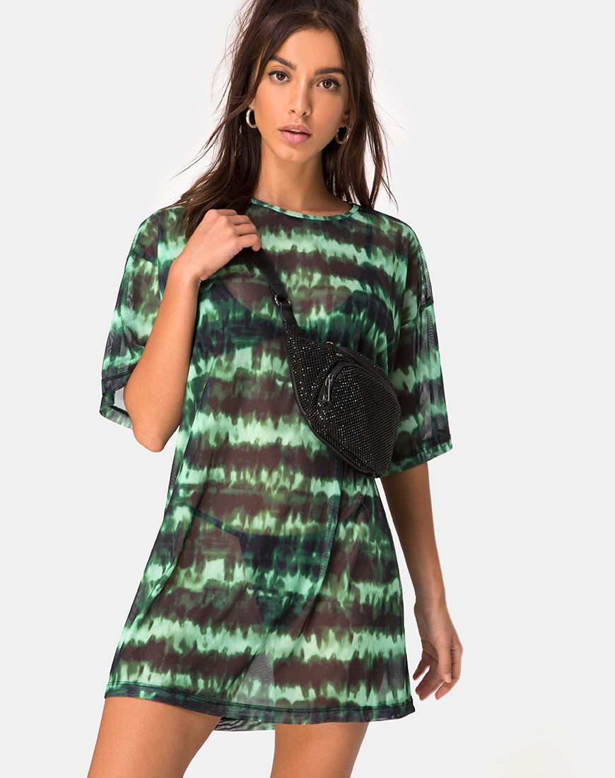 Image de Sunny Kiss Tee in Tie Dye Turquoise Mesh